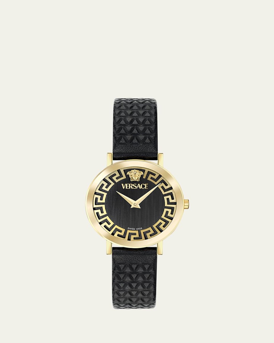 35mm Daedalus Watch with Leather Strap, Gold/Black